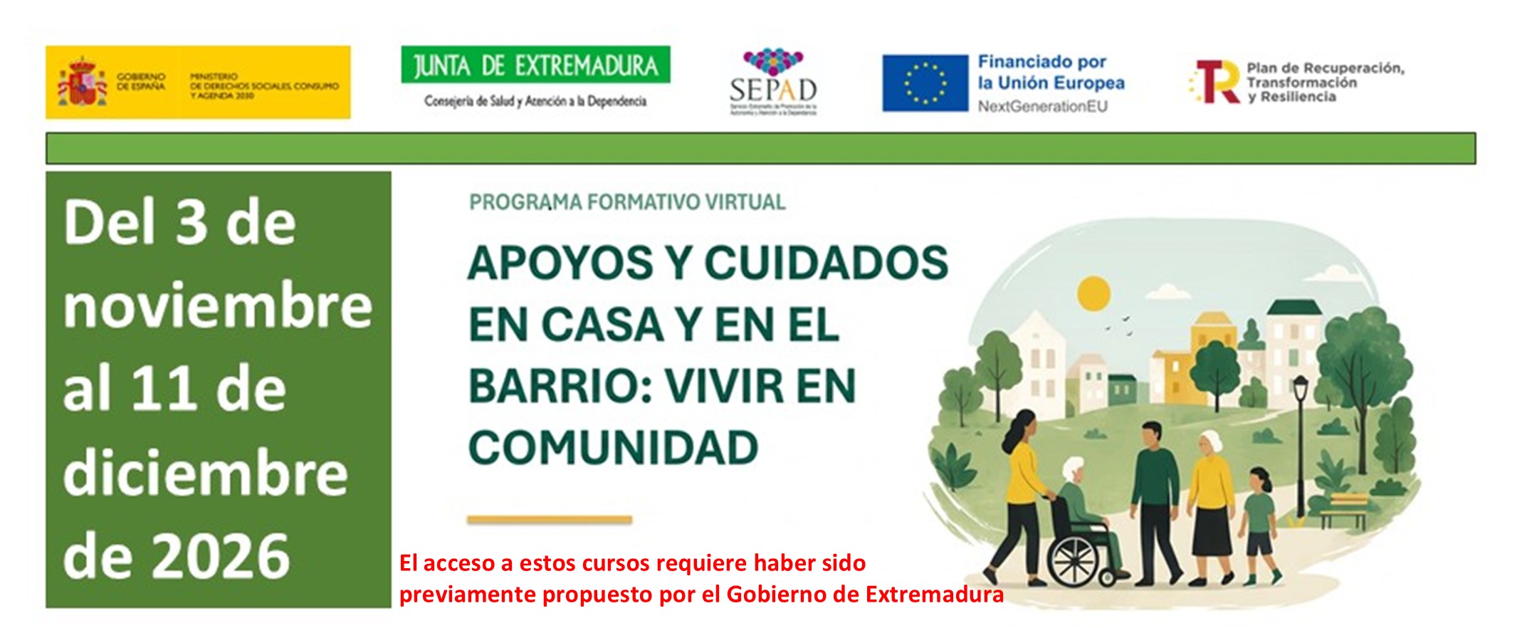 Cartel del curso apoyos y cuidados en casa.