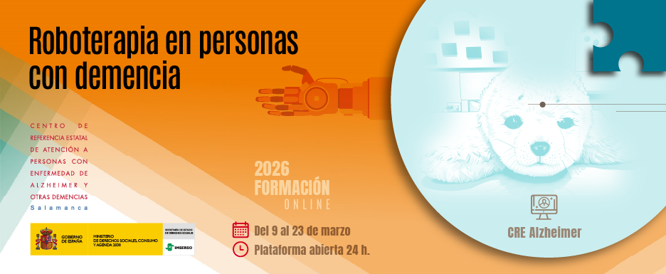 cartel del curso  Roboterapia en personas con demencia.