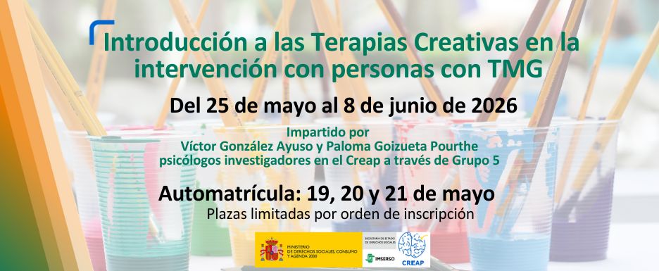 cartel del curso  Introducción a las Terapias Creativas en la intervención con personas con TMG (III edición).