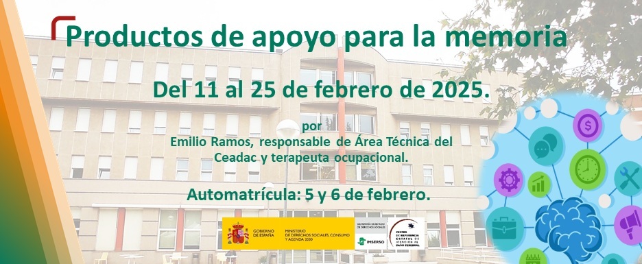 Cartelería asociada al curso «Productos de apoyo para la memoria»