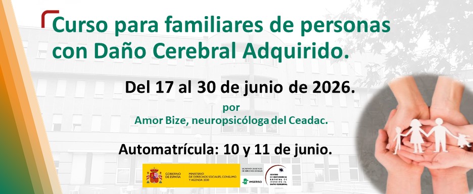 Cartel del Curso para familiares de personas con Daño Cerebral Adquirido.