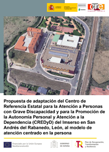 Portada de la Propuesta de adaptación del CREDyD del Imserso en San Andrés del Rabanedo, al modelo de atención centrado en la persona