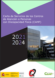 Portada Carta de Servicios 2021-2024 del Centro de Atención a Personas con Discapacidad Física (CAMF) de Leganés- Madrid