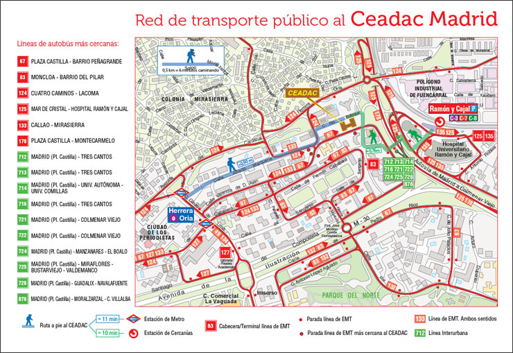 Red de transporte público al Ceadac en Madrid. Abre nueva ventana