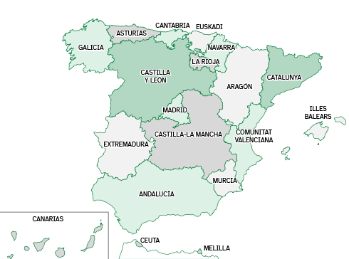 Mapa de España con las Comunidades Autónomas